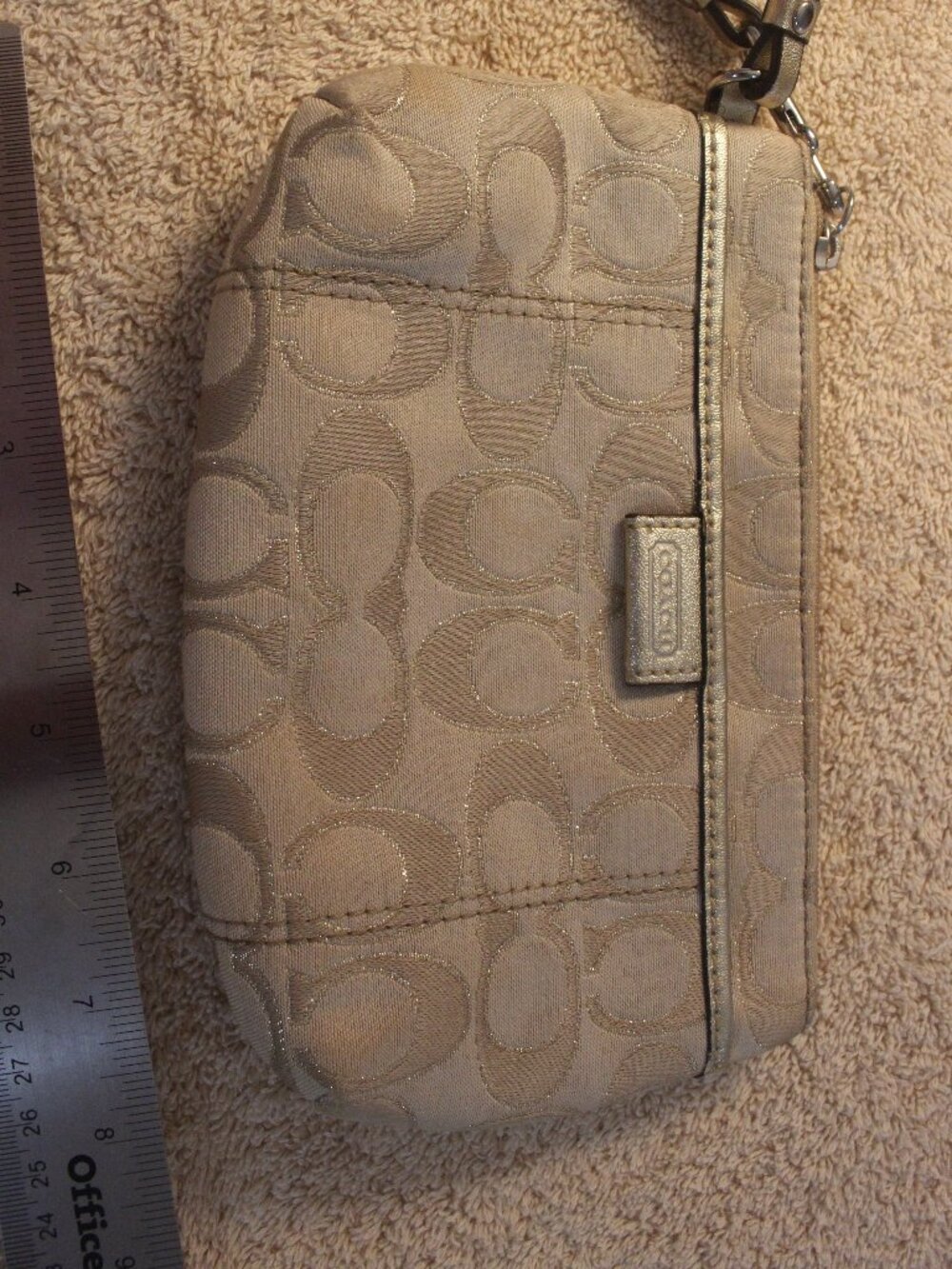 Coach Beige Signature C Wristlet